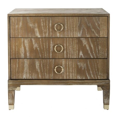 Safavieh 28 x 30 x 19 in. Lorna 3 Drawer Contemporary Night Stand, Natural FOX6232D